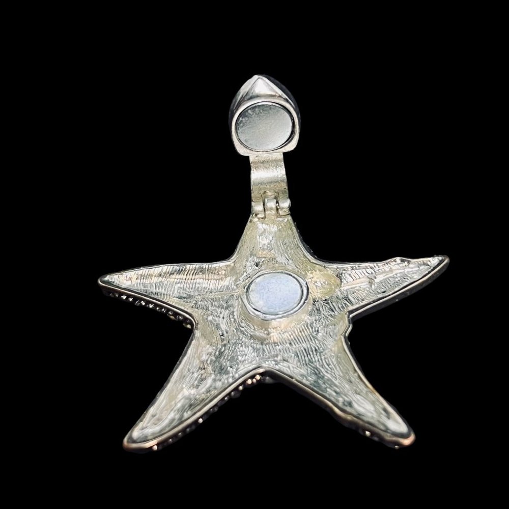 Silver Tone & Abalone Shell Magnetic Star Pendant W/Pierced Earrings Set (5098) - Picture 7 of 11